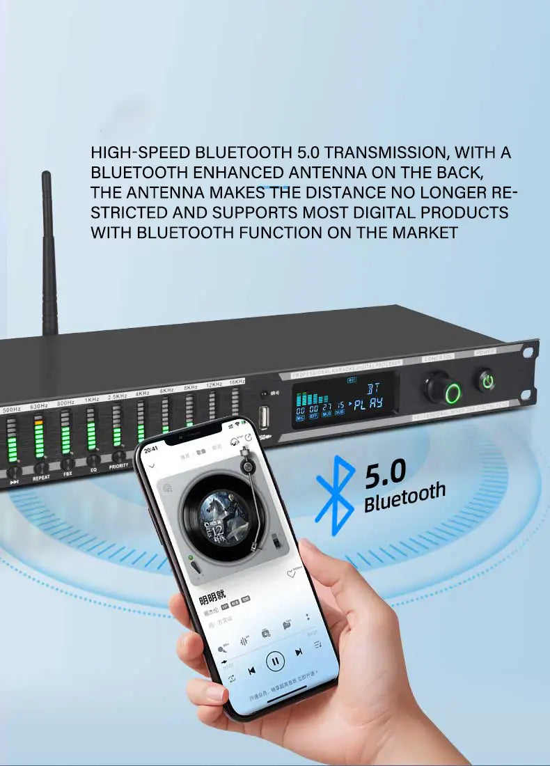 Professional home pre-stage effector microphone KTV digital reverb USB Bluetooth howling Kara processor