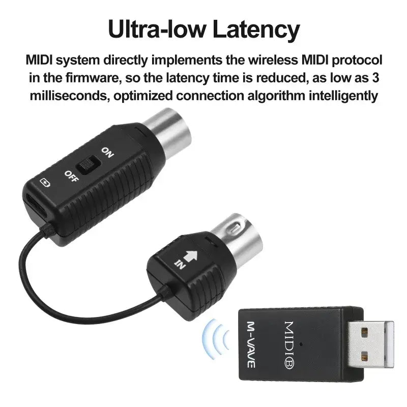 M-VAVE MS1 Mini Wireless Transmission System MIDI System MIDI Wireless Adapter Plu Play Support for Devices with MIDI Interface