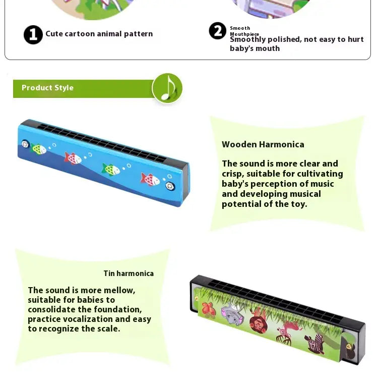 Harmonica Toy for Children - Educational Musical Instrument for Preschool Children Beginner Blowing Toy for Creative Learning