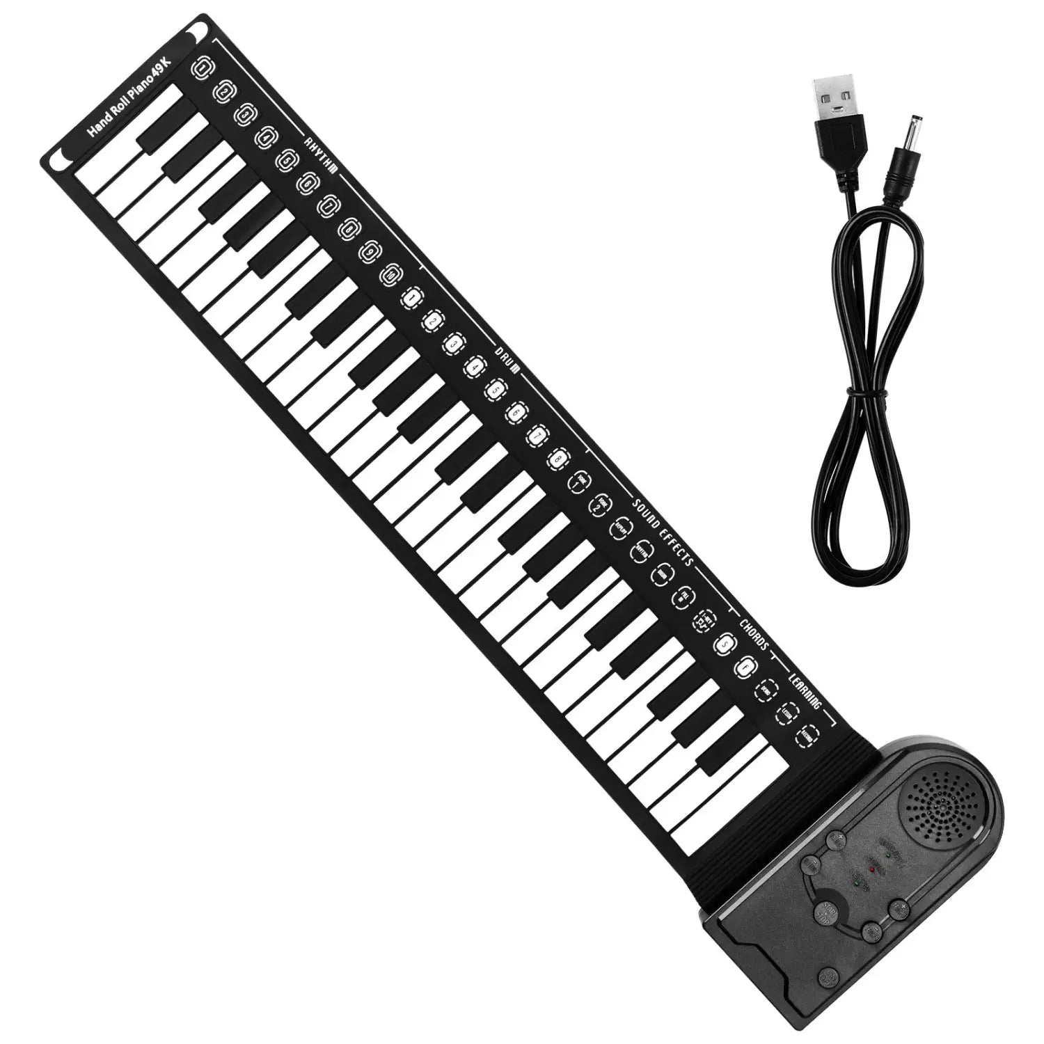 49 Keys Hand Rolled Piano Portable Digital Electronic Keyboard with Multiple Timbres Rhythm Adjustment Crisp Sound Foldable