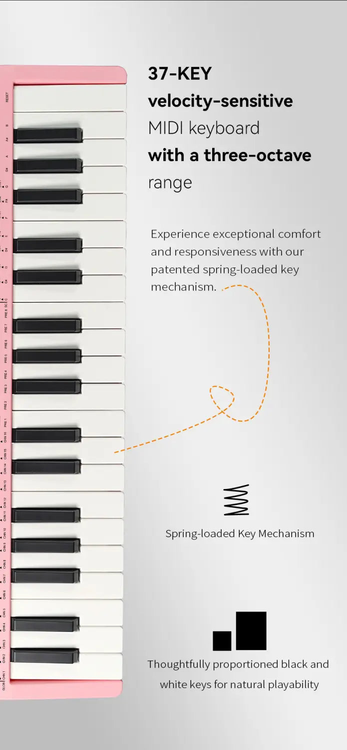 M-VAVE SMK-37 PRO Keyboard MIDI Controller USB | 16 RGB Pads And 8 Knobs Supports Software Operation for Windows Mac iOS Android