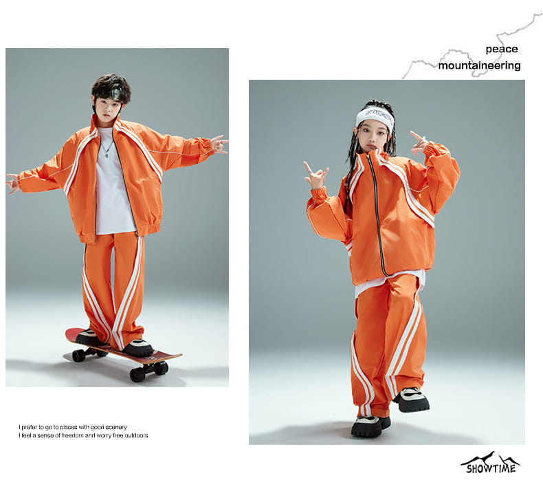 Hip Hop Children Costumes Boy Girl Streetwear Fashion Loose Casual Sports Jacket Pant Suits Kids Coat Trousers Sets Tracksuit