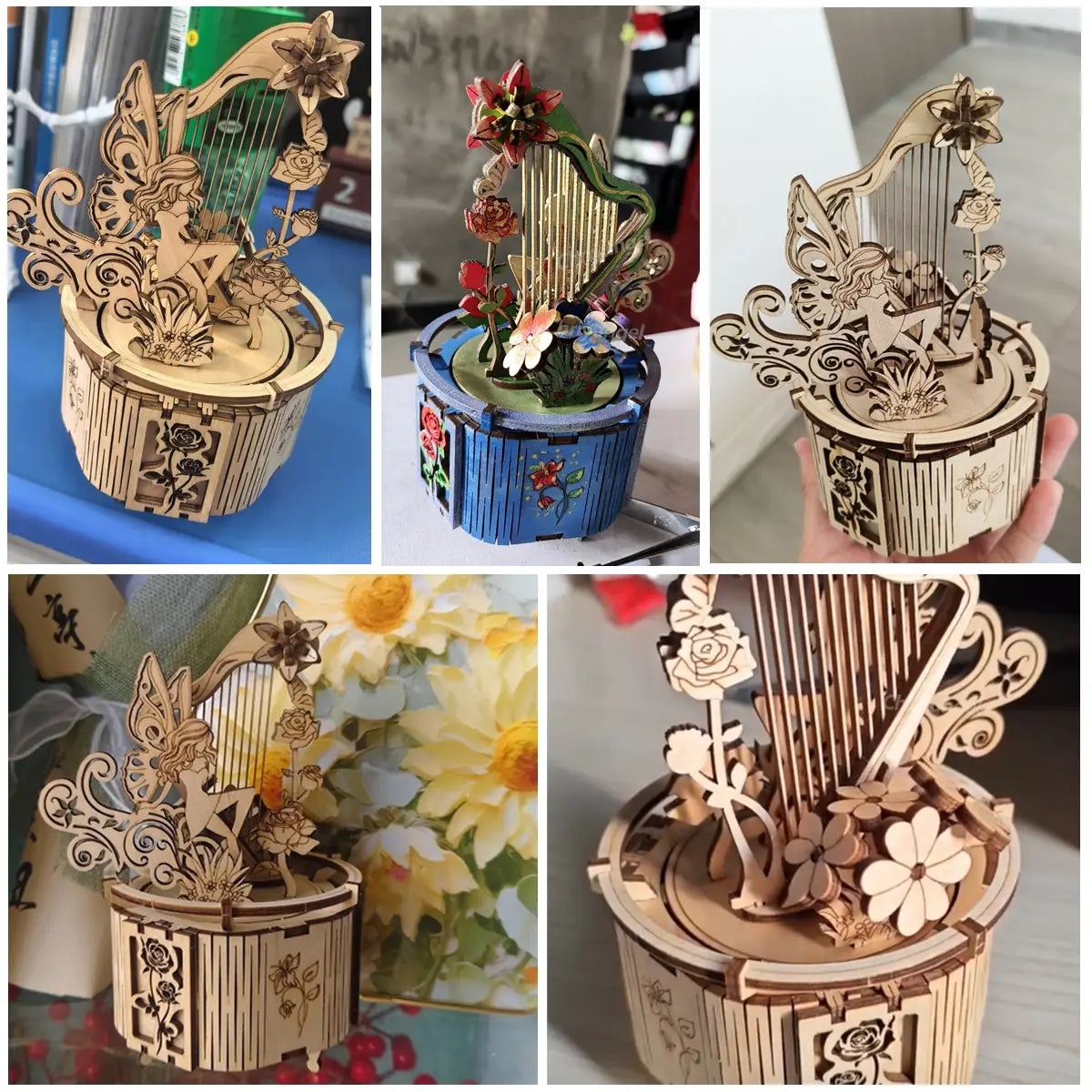 3D Wooden Puzzle Moon Star Model Music Box Building Kits Rotating Craft Decor Educational STEM Toy Gift for Adults Teens Kids