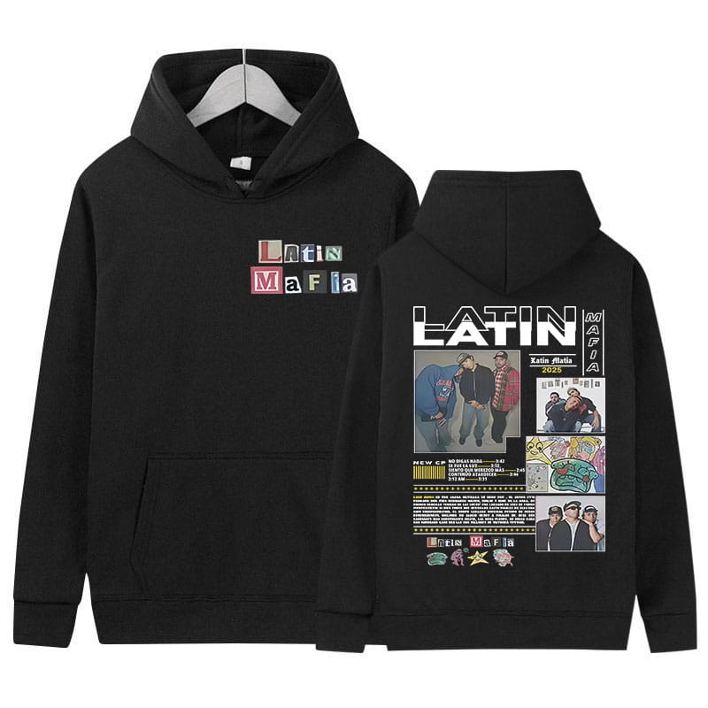 Rapper LATIN MAFIA Tour Album Graphics Hoody Men’s Clothing Y2K Hip Hop Oversized Sweatshirt Fashion High Quality Fleece Hoodies