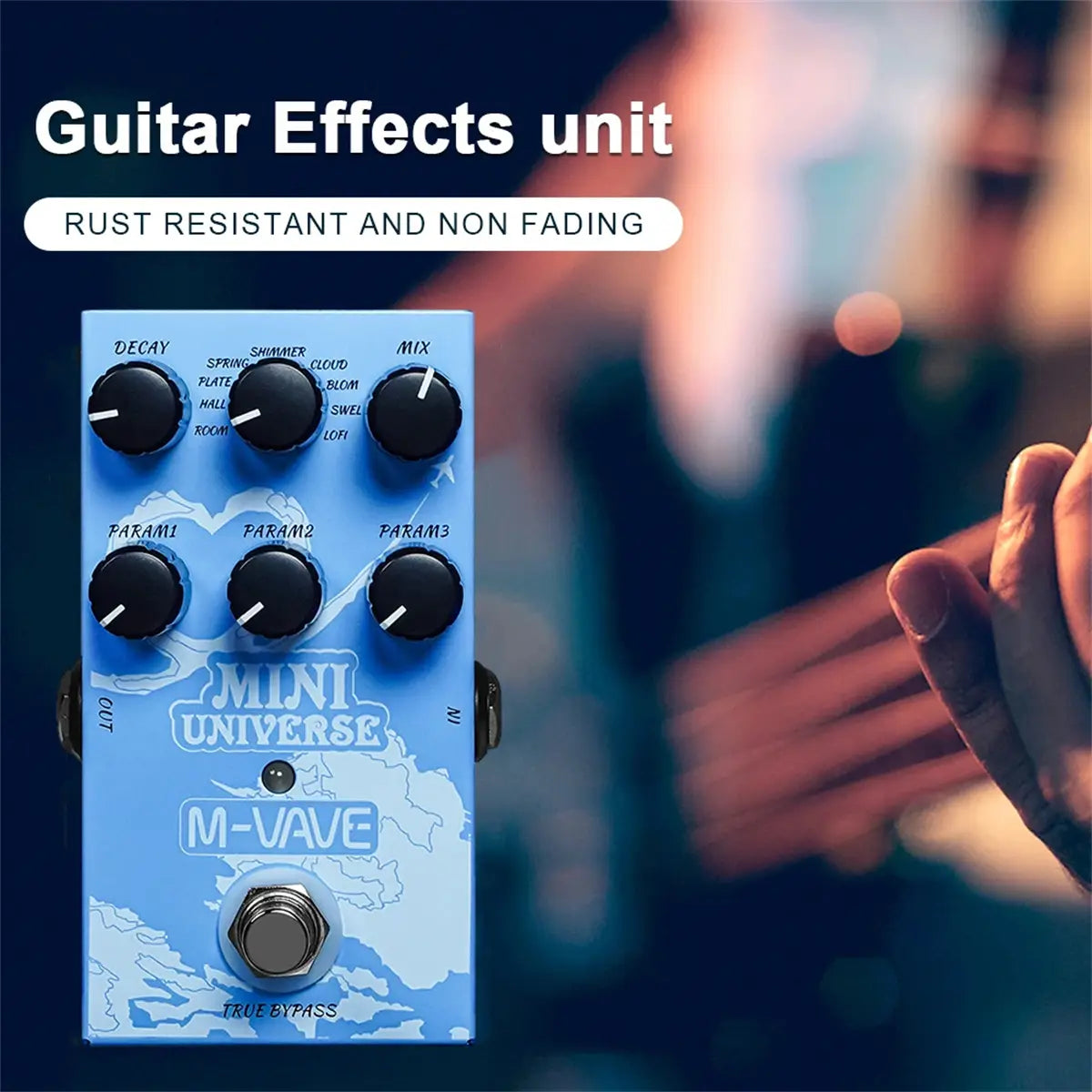 M-VAVE Guitar Effect Pedal Mini Universe Digital Reverb Pedal 9 Reverb Effects Room/Shimmer/Lofi/Spring Reveb Effect Pedals