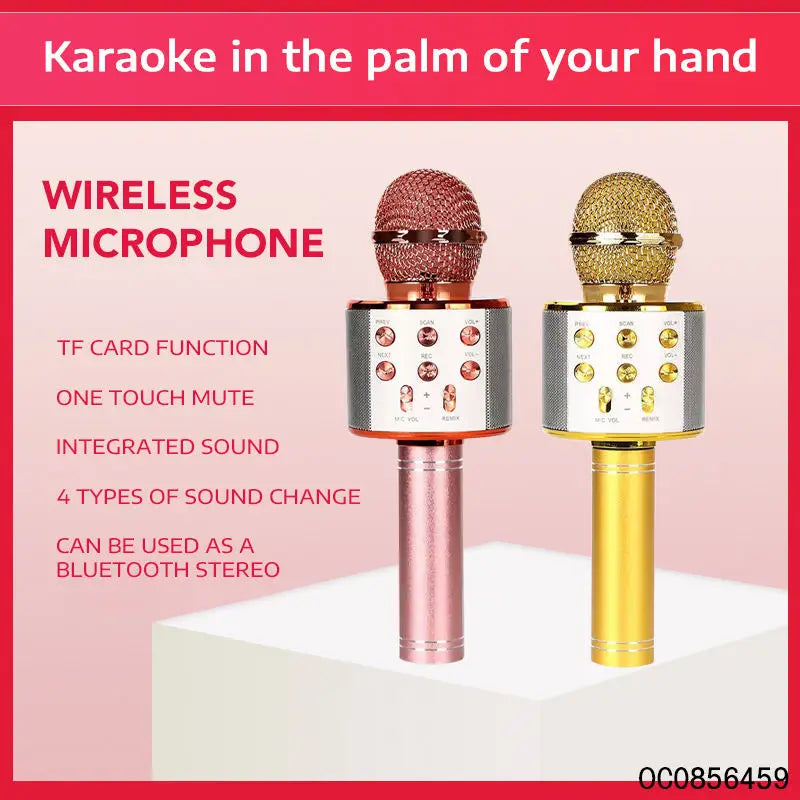 Karaoke Microphone for Kids & Adults Bluetooth Singing Mic Echo Effect Built-in Speaker Portable for Party Travel Gifts