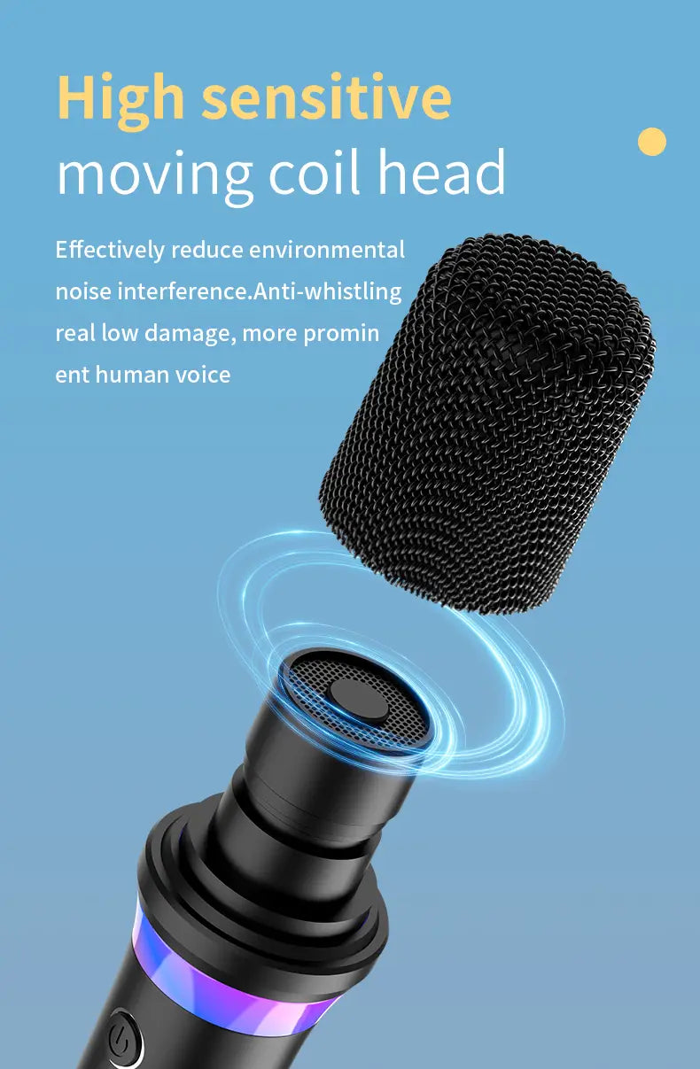 DS-K2 Karaoke Companion Bluetooth 5.3 Wireless Dynamic Microphones RGB Colorful Light Stereo DSP Mixer System For Wired Speaker