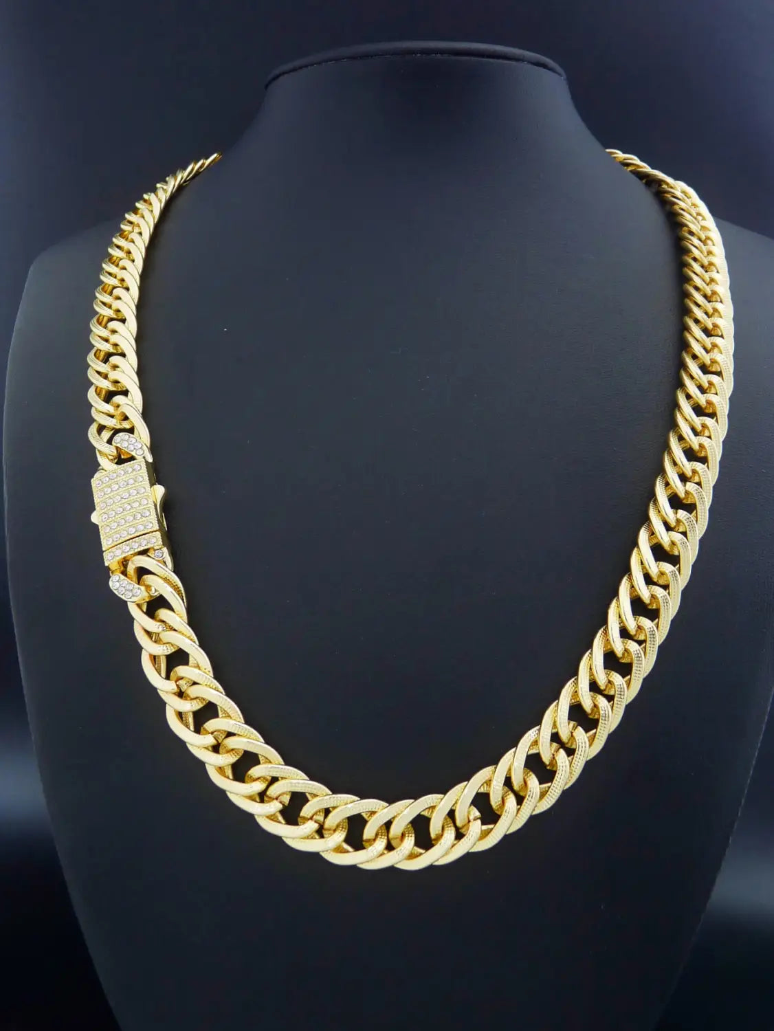 1 Piece Hip Hop Punk Style 14K Gold Plated Cuban Chain Style Chunky Chain Bracelet Necklace Set