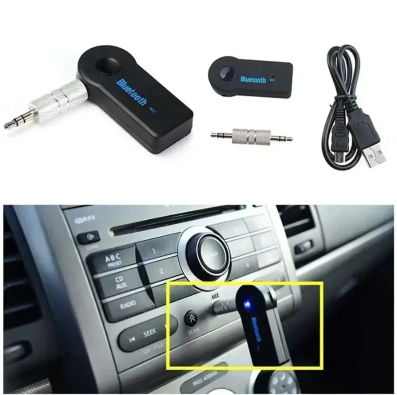 Car Bluetooth 5.0 Audio Receiver 3.5mm 3.5 AUX Jack Stereo Music Car Transmitter Speaker Amplifier Wireless Adapter with Mic