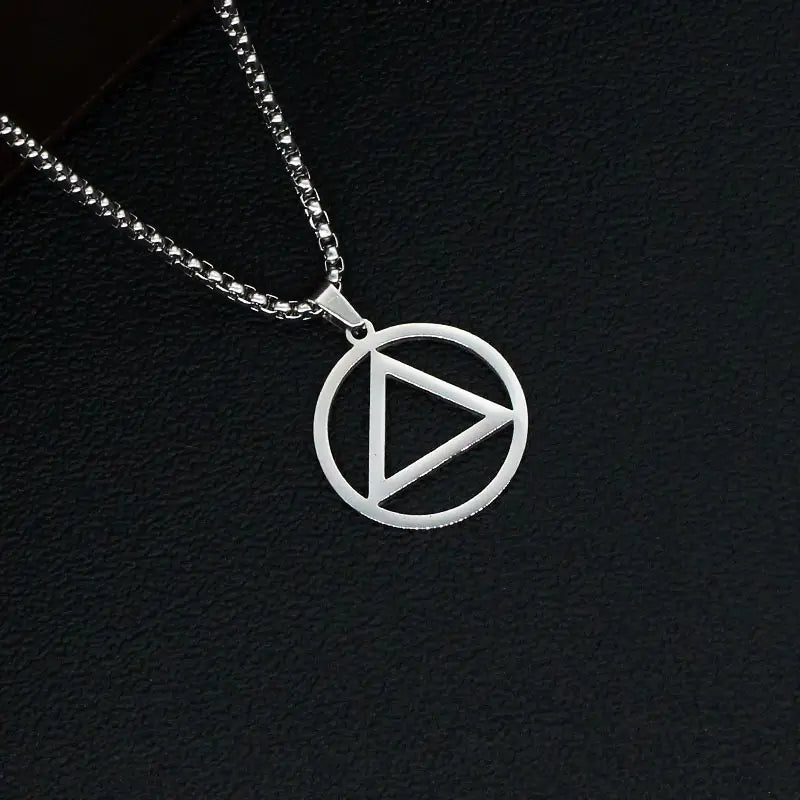 hiphop rap male and female hipsters Eminem the same style of iron triangle necklace titanium steel pendant hanging accessories