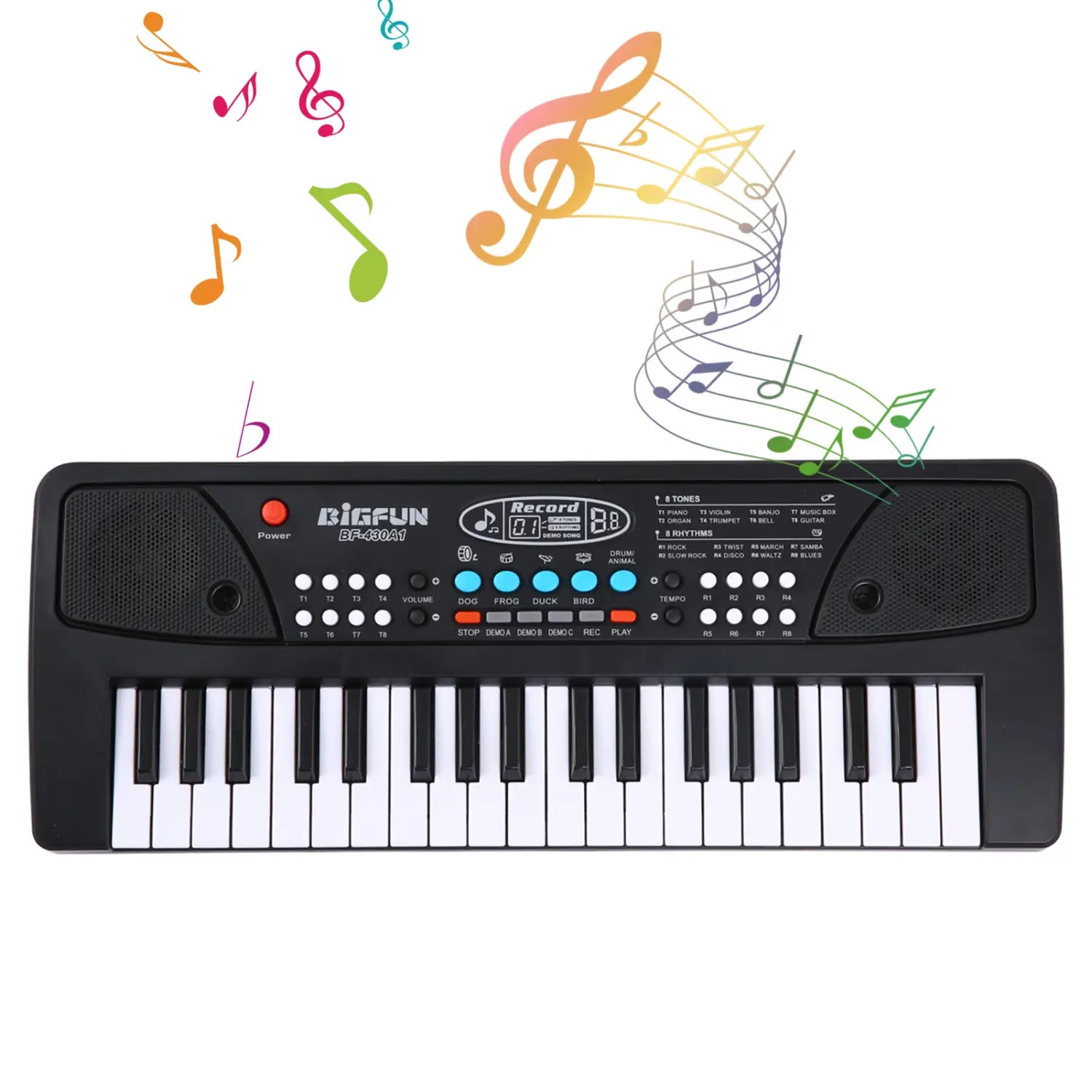 BIGFUN 37 Keys/49 Keys USB Electronic Organ Keyboard Piano Digital Music Electronic Keyboard with Microphone Black
