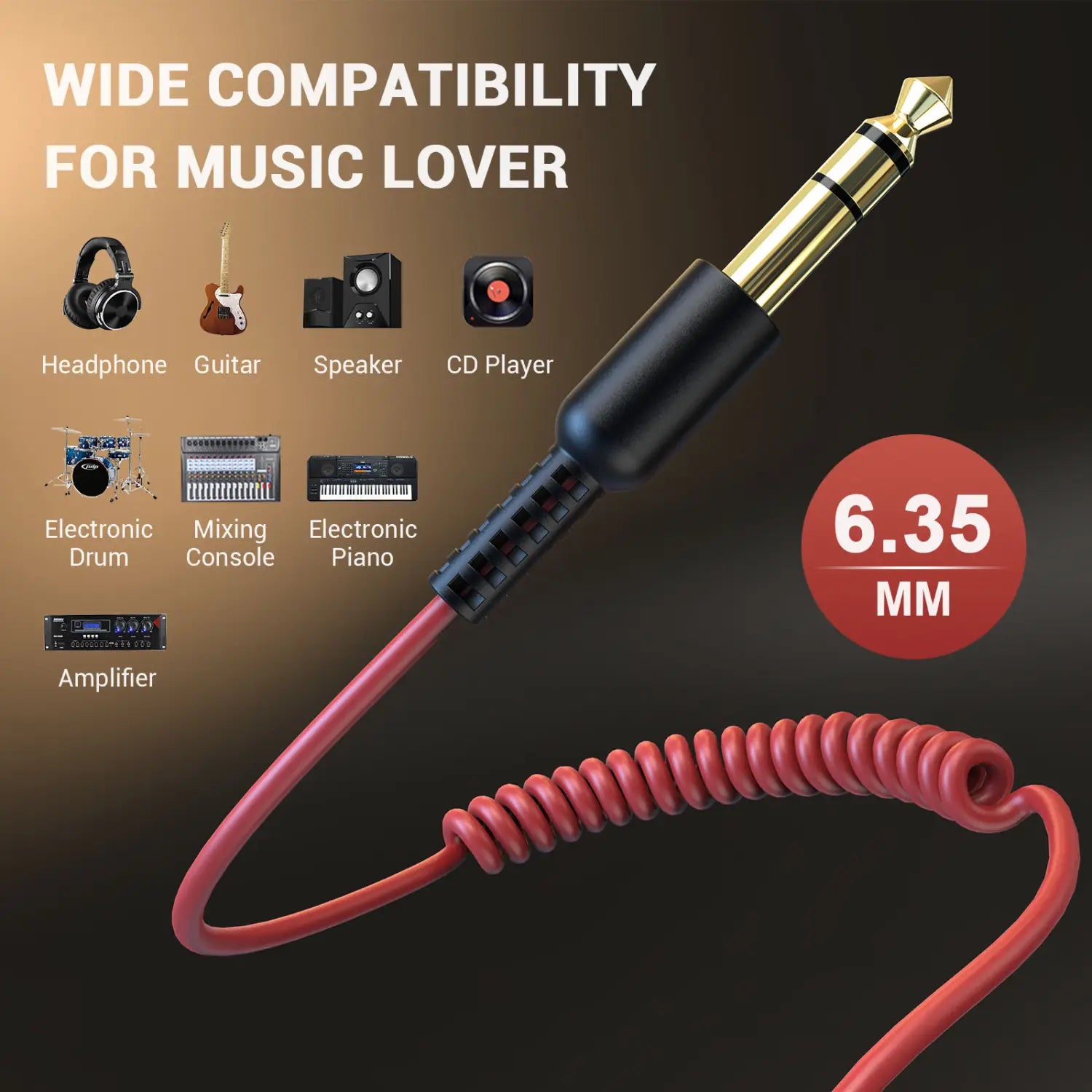 Oneodio Audio Cables 6.3mm to 3.5mm Aux Audio Cable for Studio DJ Headphone Headset for Guitar Music Player Mixer Phone Speaker