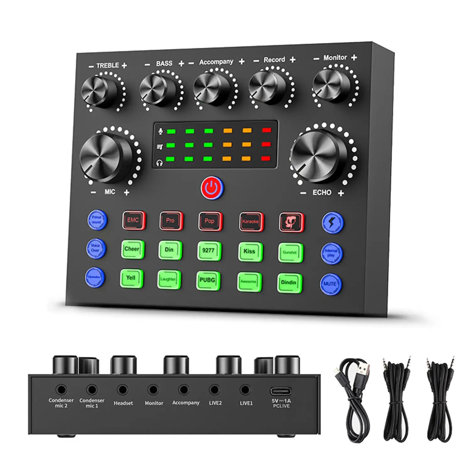 V8S Professional Sound Card with Voice Changer - 10 Sound Effects for PC Gaming Karaoke Live Streaming & Recording Studio