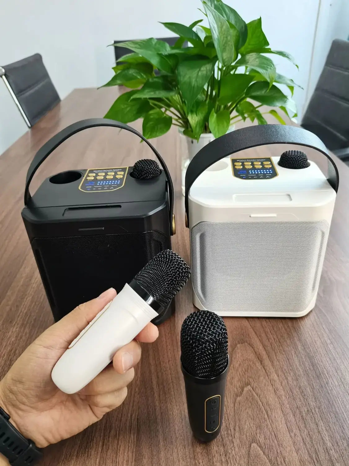 360 Stereo Surround Karaoke With Dual Microphone High Power Bluetooth Speaker Boombox Portable Waterproof Wireless Subwoofer