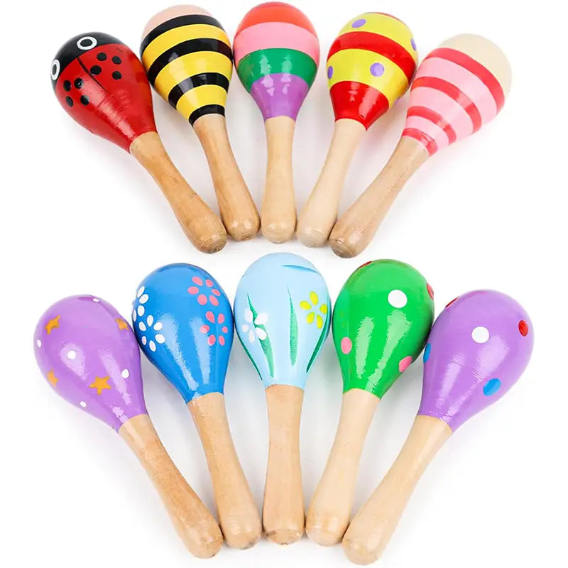 2pcs Sand Hammers Wooden Toys 2Sizes Available Musical Instrument Children Orff Instruments Brain-boosting Montessori Games TMZ