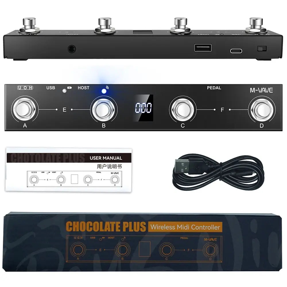 M-VAVE Chocolate Plus Wireless Midi Controller Keyboard 4 Buttons Foot Switch Supports MIDI Controller Host FunctionInter facess