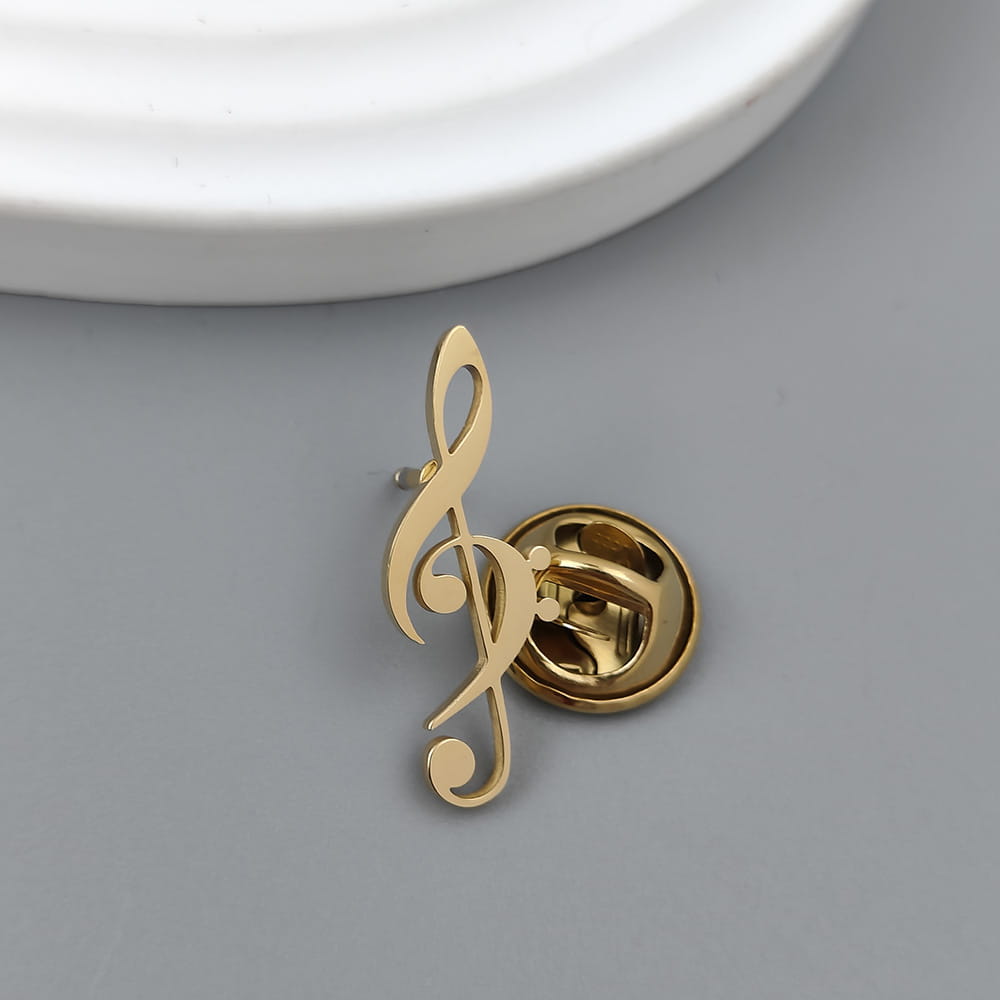 Fashionable music symbol brooch stainless steel lapel pin melody symbol music lover accessories popular music accessories