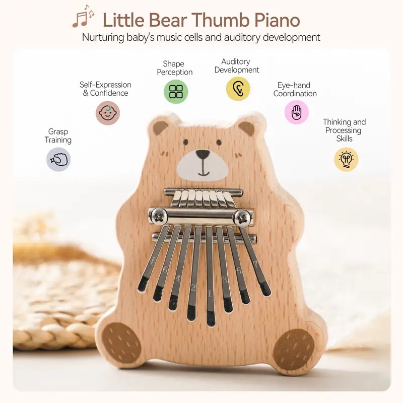 8Key Mini Kalimba Exquisite Finger Piano Baby Montessori Toys Cartoon Bear Thumb Piano Portable Marimba Musical Pendant Toy Gift