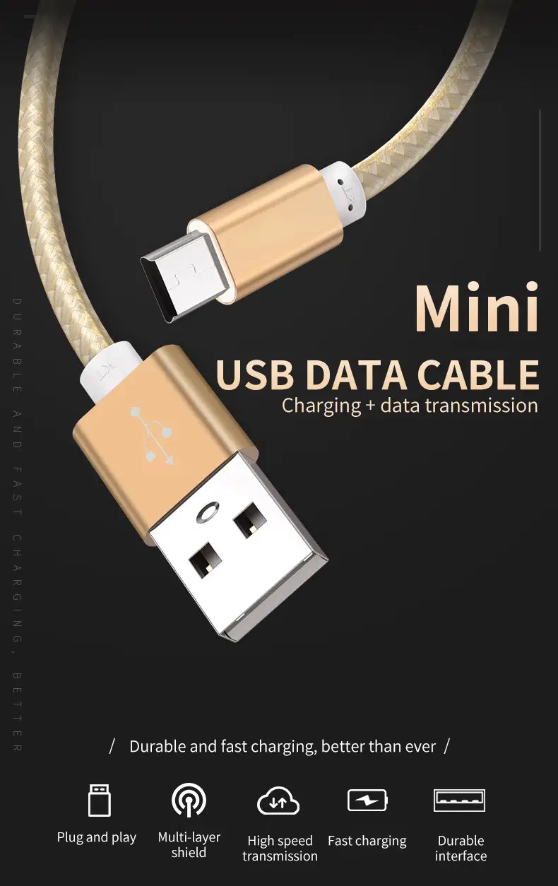 NNBILI Mini USB Cable USB To USB Fast Data Charger Cable For MP3 MP4 Player Car DVR GPS Digital Camera HDD Mini USB 1M/2M
