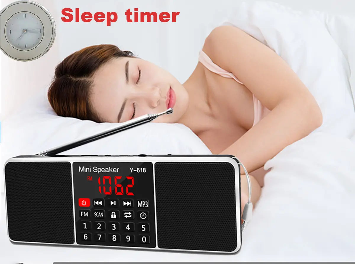 Lefon Digital FM Radio Receiver Speaker Stereo MP3 Player Support TF Card USB Drive LED Display Time Shutdown Portable Radios