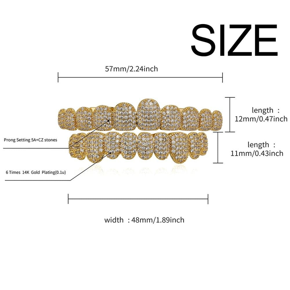 Hip Hop Teeth Grillz Set Removable Design Top & Bottom Set Hiphop Teeth Grillz Rhinestone Hollow Charm Teeth Grillz