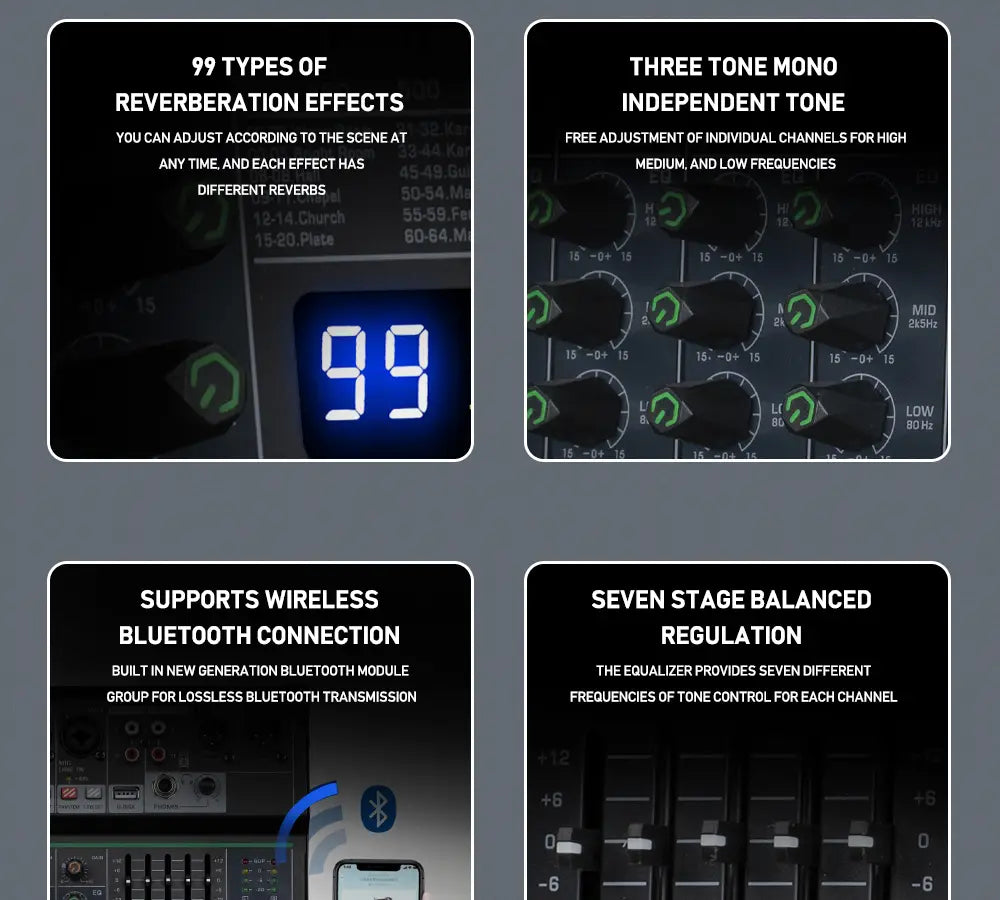 Professional DJ Party High Quality Music Recording Singing 6 Channel Audio Mixer Console