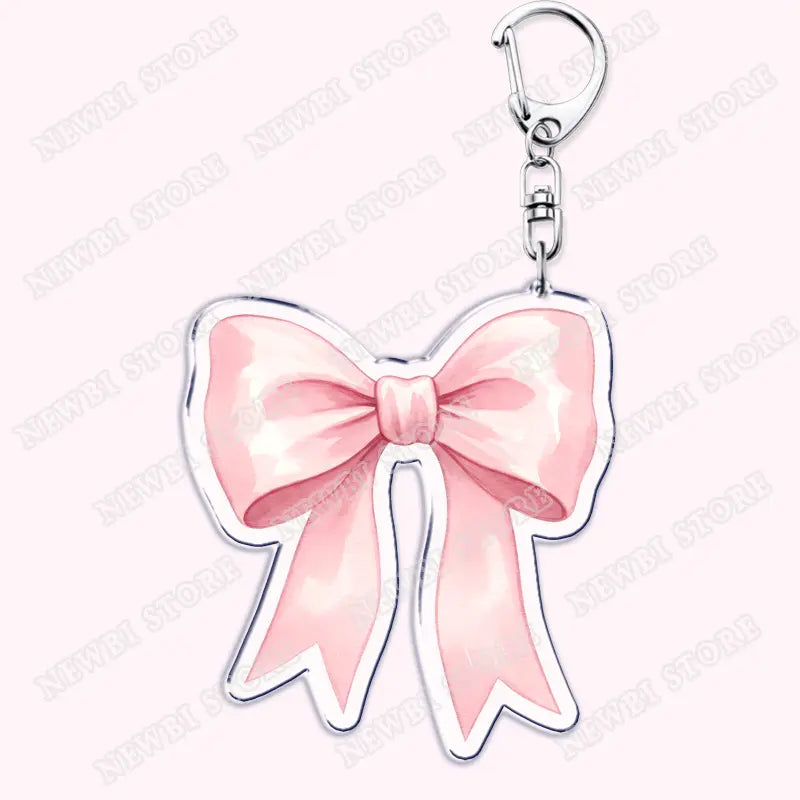 Aesthetic Coquette Pink Keychains for Womens Accessories Ribbon Hot Girl Book Club Bow Flowers Keyrings Friends Lovers Gifts