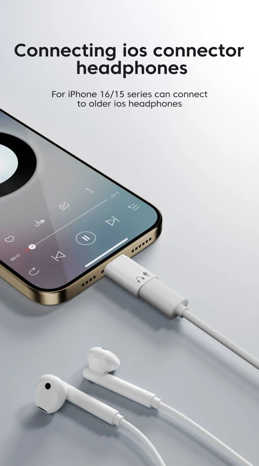 Type C To Lightning Earphone Adapter USB C Male To IOS Female Audio Converter For Iphone 15 16 Samsung USB C Lightning Adapter