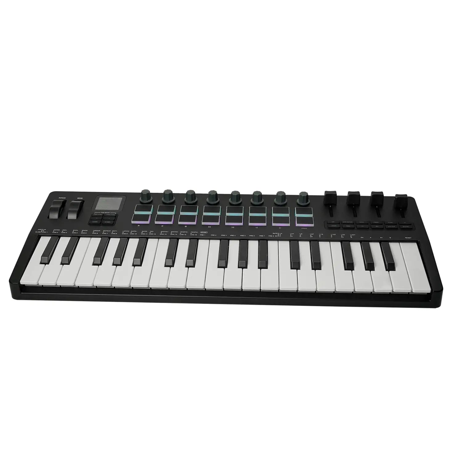 M-VAVE 37 Key MIDI Keyboard Controller with 16 RGB Pads 8 Knobs 4 Faders Synthesizer Engine BT Wireless for Music Production DAW