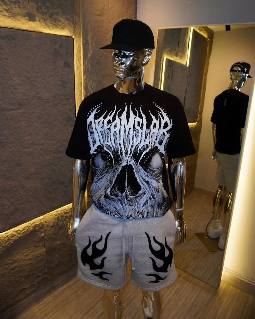 Hip Hop Trend Cool Design Sense Round Neck Black Short-Sleeves High Quality Y2k Niche Style Punk Printed Breathable T-Shirts