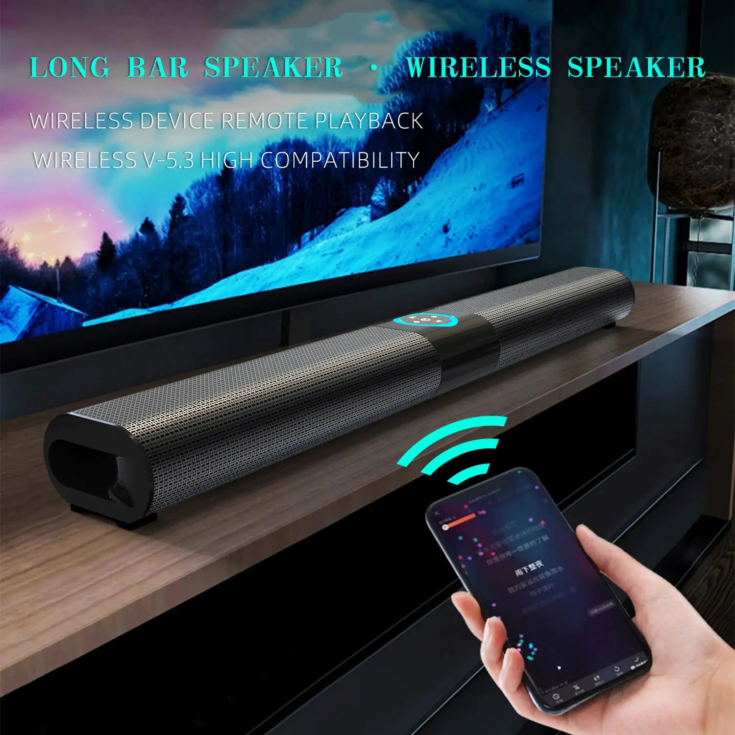 HOMEFISH BS-20 RGB Ambient Light Bluetooth Speaker 6 EQ Sound Effects 4 Speakers Supports TF USB AUX RCA Bluetooth FM