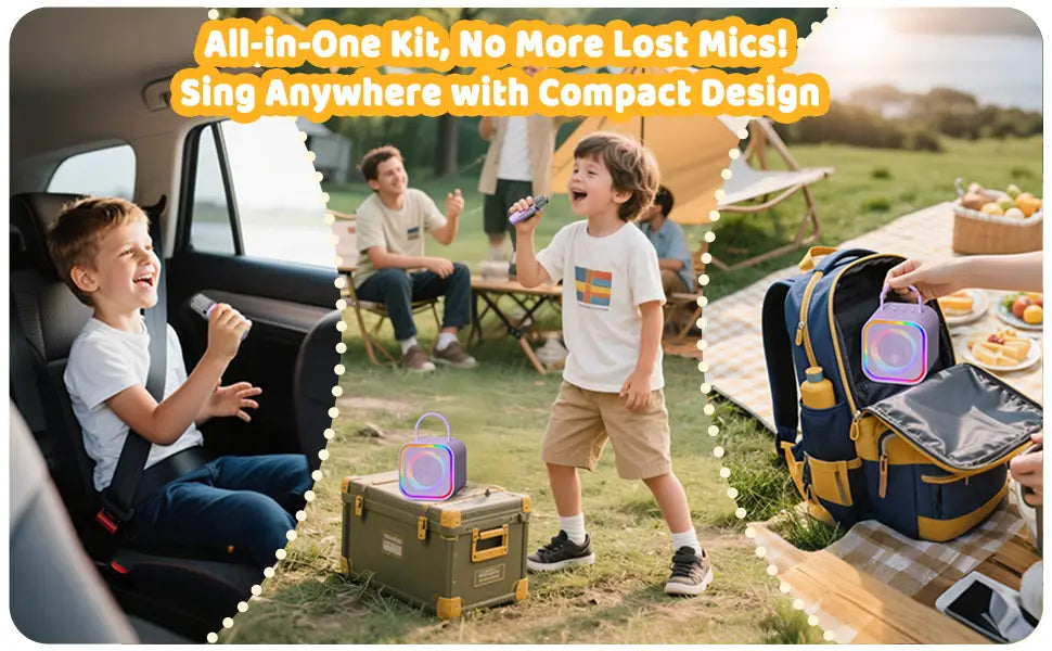 Haomuren Mini Karaoke Machine for Kids Girls Portable All in one Bluetooth Karaoke Speaker with 2 mic for Home Party Toys Gifts