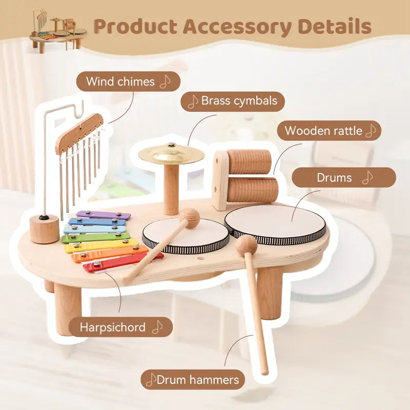 Baby Educational Toys Wooden Aeolian Bells Montessori Children’s Musical Toys Xylophone Newborn Birthday Gifts Music Table Toys