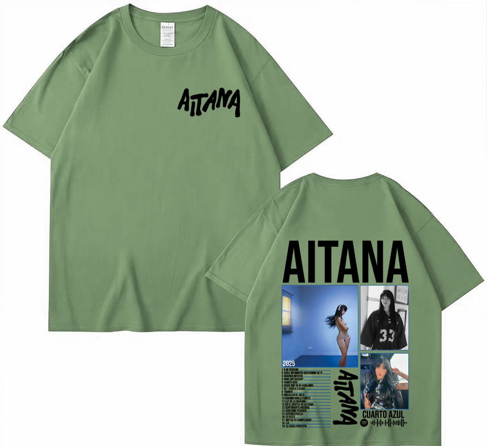 Singer Aitana Cuarto Azul Tour Graphics T Shirts Men Women Harajuku Fashion Aesthetic Short Sleeve T-shirt 100% Cotton Tee Shirt