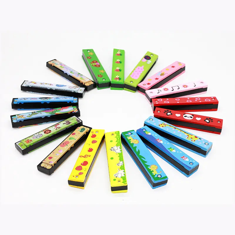 New 16 Holes Children Wooden Harmonica Musical Instrument Toys Music Teaching Aids Puzzle Early Education Kindergarten Beginners