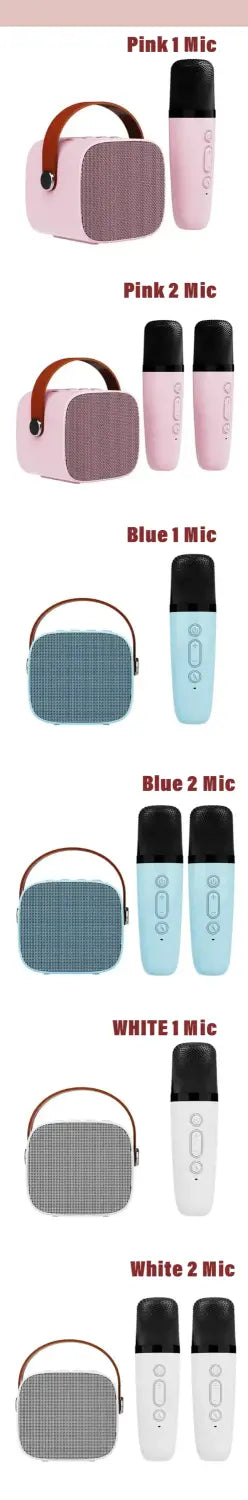 Portable Wireless Dual Microphones Karaoke Machine HomeKTV DSP System Bluetooth Speaker HIFI Stereo Surround For Kids Party Gift