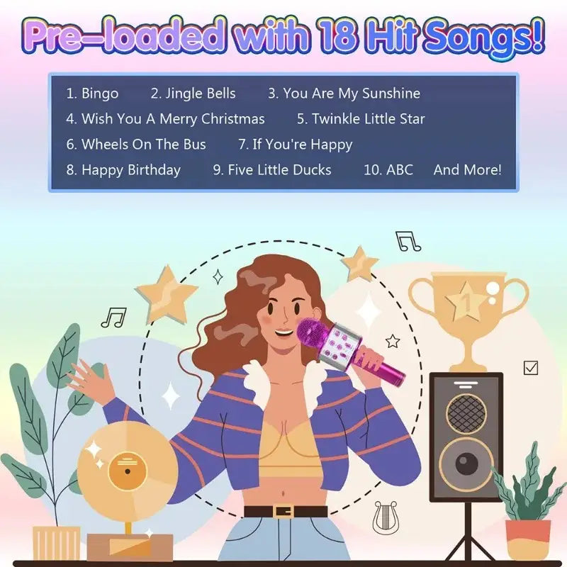 Microphone Sound Integrated Wireless Karaoke Children Singing Microphone As One Wireless Karaoke for Kids The Best Toy Gift