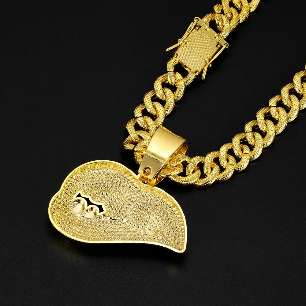 New Men Women Hip Hop Bite Lip Shape Pendant Necklace with 13mm Crystal Cuban Chain Iced Out Bling HipHop Necklace Charm Jewelry