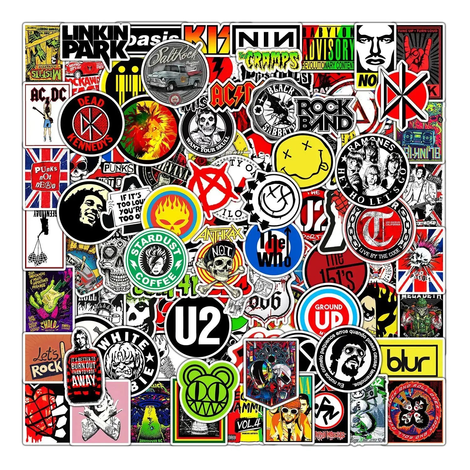 Rock Band Music Stickers Aesthetic for iPad Phone Guitar Motorcycle Skateboard Luggage Cup Fashion Art Decal Collection