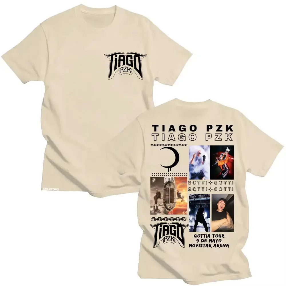 Rapper TIAGO PZK Tour 2026 Album T Shirt Men Women Trendy Vintage Hip Hop T-shirts Cotton Oversized Popular Tee Shirt Streetwear