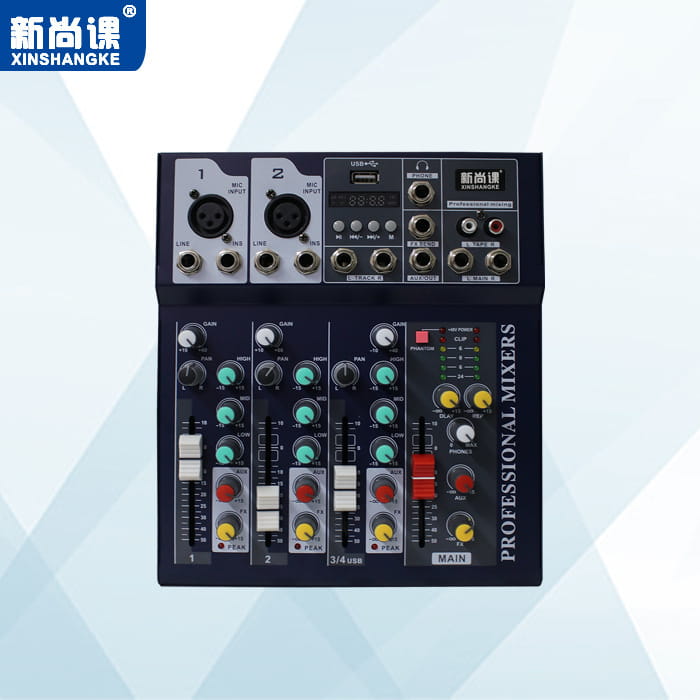 Portable Audio Mixer Systerm 2/4/5/6/7 Channel Bluetooth USB Flash Drive Recording Sound Card Live Broadcast Amplifier Mixer