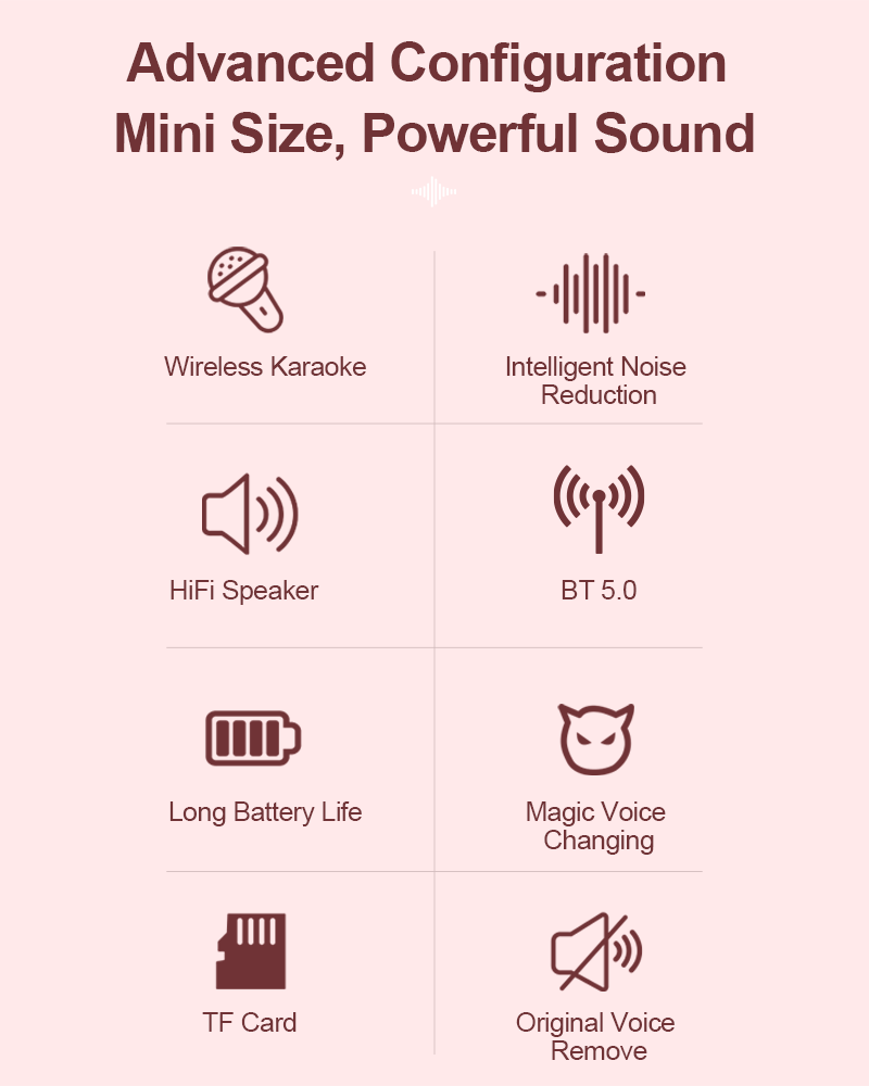 Mini Karaoke Machine for Kids Portable Speaker With 1-2 Wireless Microphone for Home KTV Birthday Party Holiday Gifts