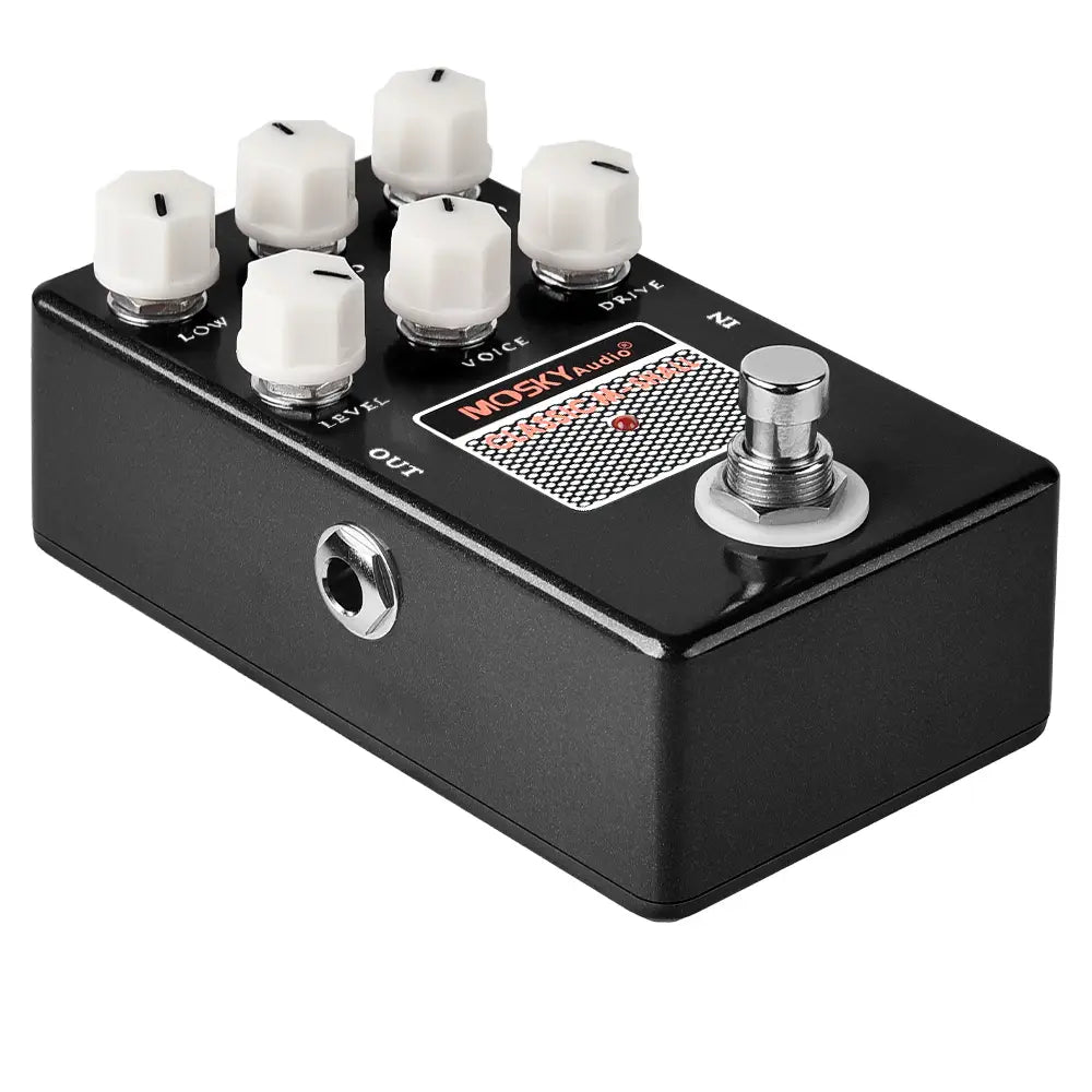 Mosky Classic M-Shall Amp Simulator Guitar Pedal - 3-Band Active EQ,Speaker Simulation,Drive/Level/Voice Control for Guitar/Bass