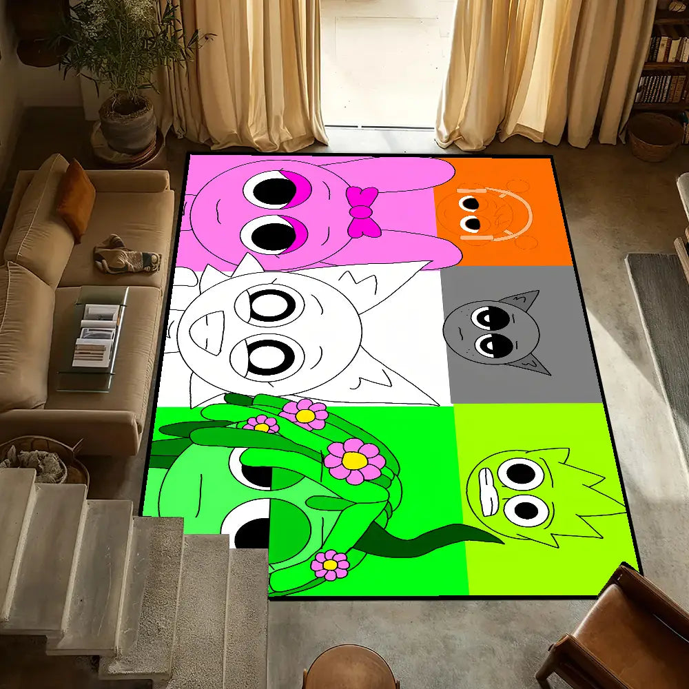 S-Sprunki Incredibox Door Mat Anti-Slip Kitchen Bedroom Music Game Handmade Tufted Rug Carpet Living Room Entrance Decoration