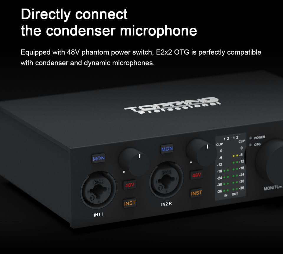 NEW TOPPING E2x2 OTG Professional audio interface 2 in 2 out sound card 8 DAW and 6 LoopBack channels SPDIF output expansion