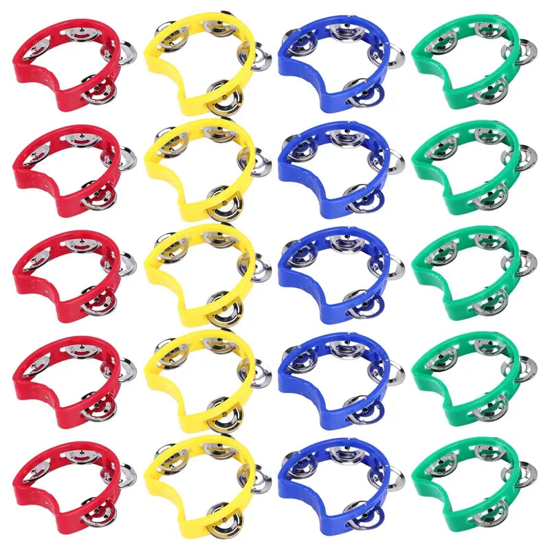 20Piece Plastic Tambourine Musical Instruments For MINI Handheld Tambourines Percussion Rhythm Party Musical Instruments