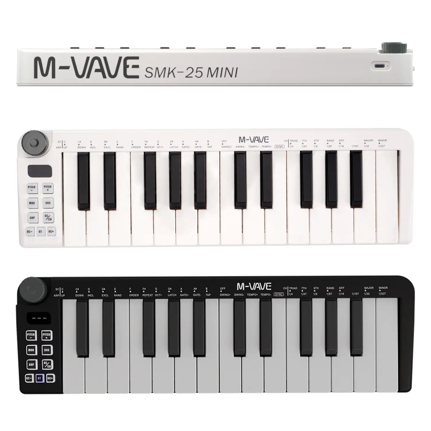 M-VAVE SMK-25mini MIDI Keyboard Rechargeable 25-Key MIDI Control Keyboard instrument Mini Portable USB Keyboard MIDI Controller