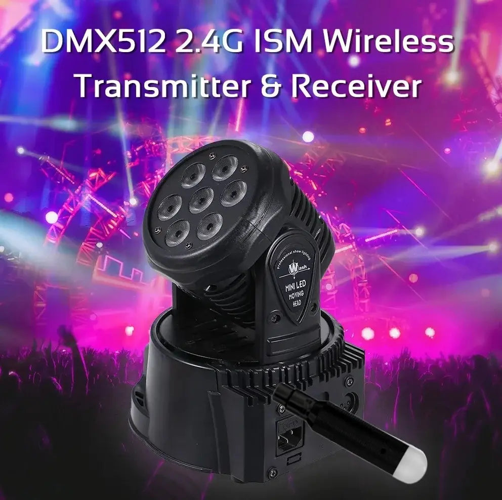 7pcs DMX512 DMX Dfi DJ 2.4G 6Charging Wireless Receiver Built-in Battery & 1 Transmitter LED Lighting Control for LED Stage Par