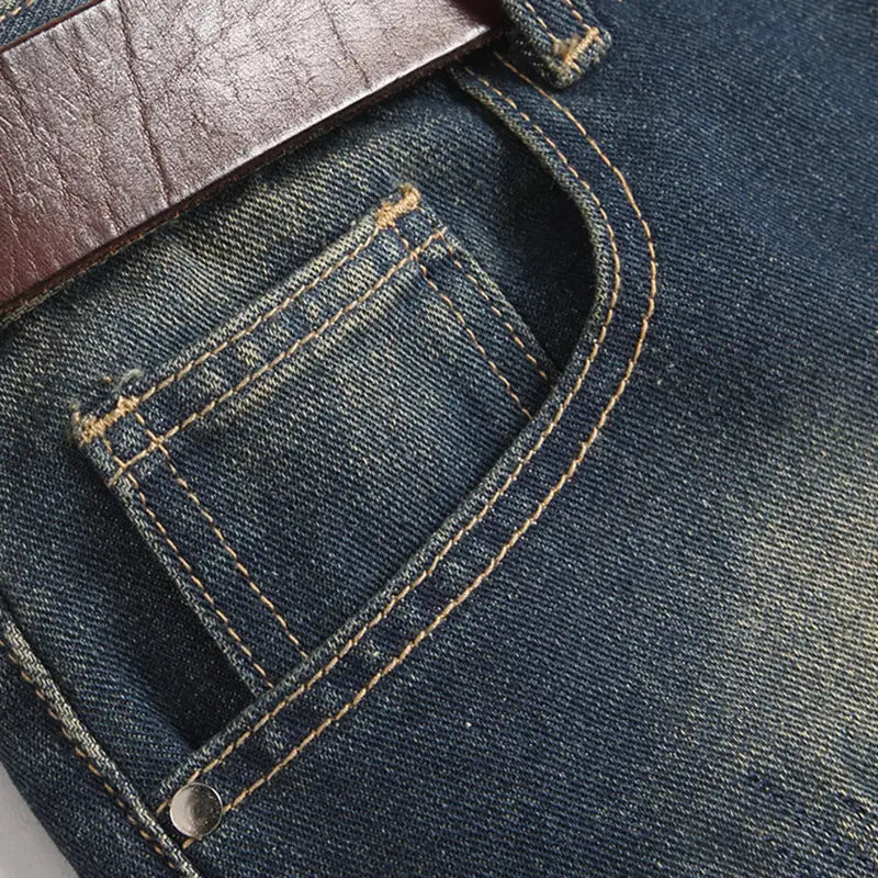 Hip-hop Ripped Men’s Jeans Spring New Rock Motorcycle Denim Pants Retro American Streetwear Hole Loose Straight Trousers