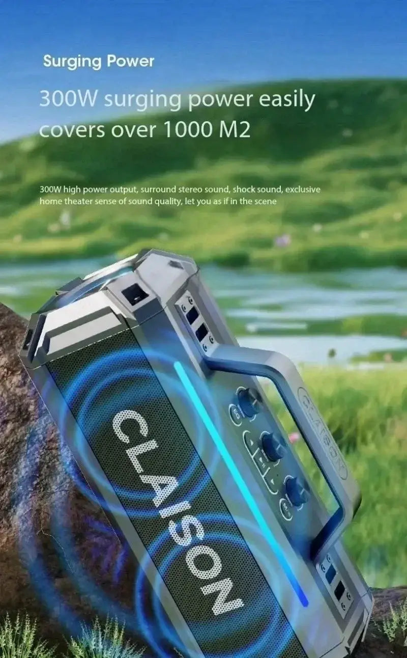 300W High-power Bluetooth Speaker Outdoor Waterproof Sound Box Portable Subwoofer 3D Stereo Reverberation System